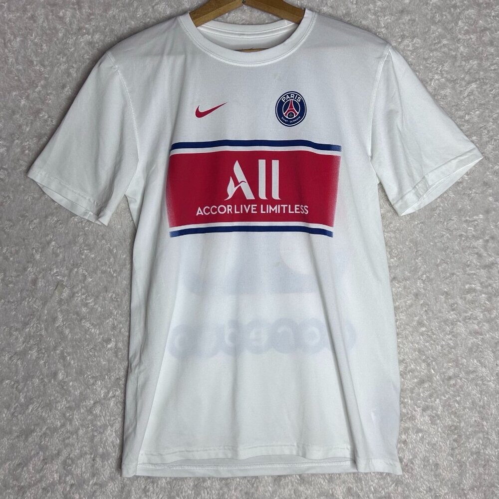 Nike Paris Saint-Germain PSG Soccer T-Shirt Dri-FIT Tee White Small‎